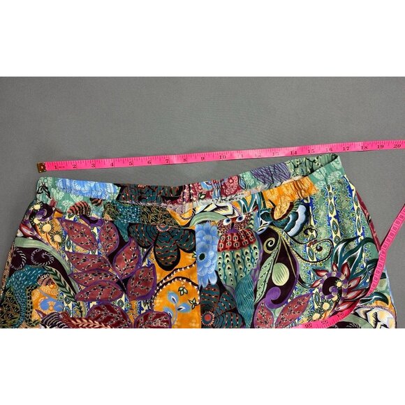 Johnny Was Brooklyn Long Pajama Set 2 Piece Shirt Pant Floral Owl Fox Silk Large - Picture 12 of 13